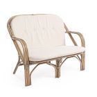2 Seater Outdoor Sofa for Garden in Rattan White Cushions - Maurizia Viadurini
