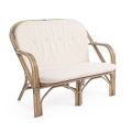 2 Seater Outdoor Sofa for Garden in Rattan White Cushions - Maurizia