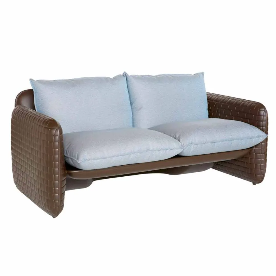 2 seater outdoor sofa in fabric or leather - Mara by Slide Viadurini