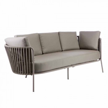 3 Seater Outdoor Sofa in Metal, Rope and Fabric Made in Italy - Mari