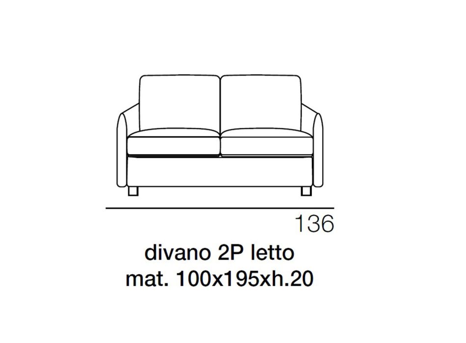 Sofa Convertible into 2 or 3 Seater Bed Fabric Made in Italy - Geneviev Viadurini