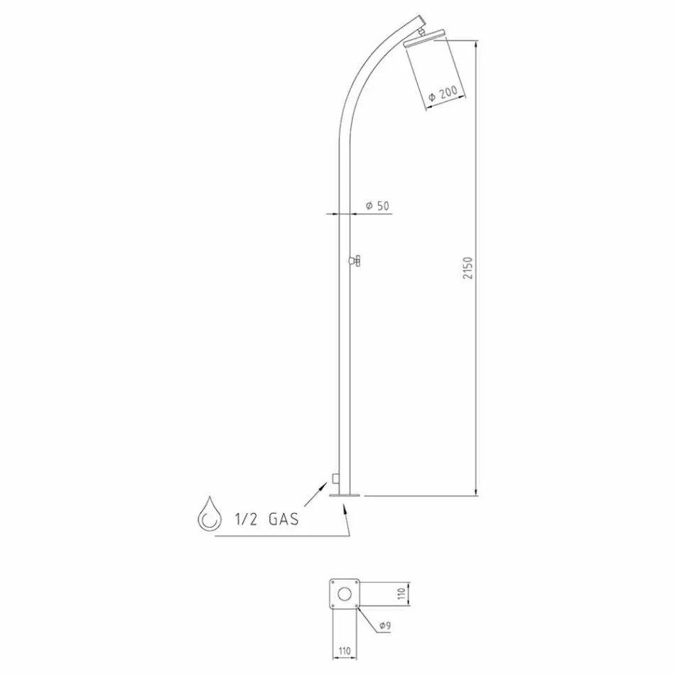 Outdoor Shower with Stainless Steel Screw Tap Made in Italy - Yuki Viadurini