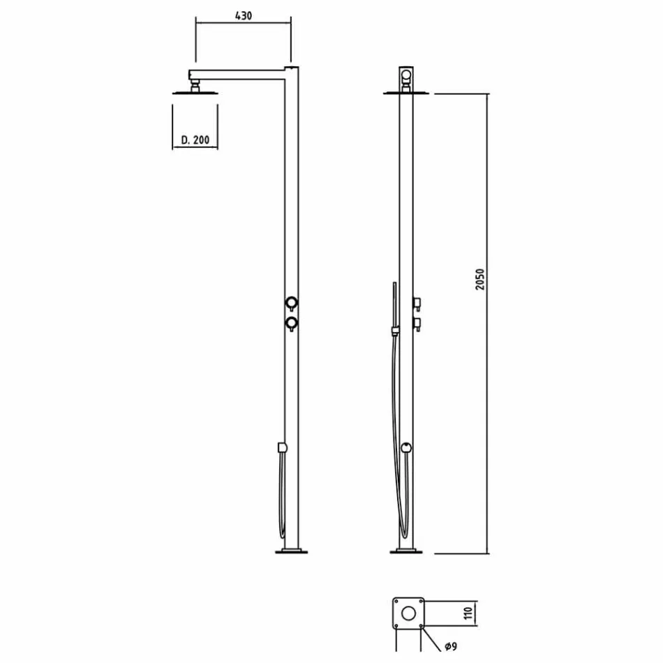 Outdoor Shower in Chromed Stainless Steel with Hand Shower Made in Italy - Modeo Viadurini