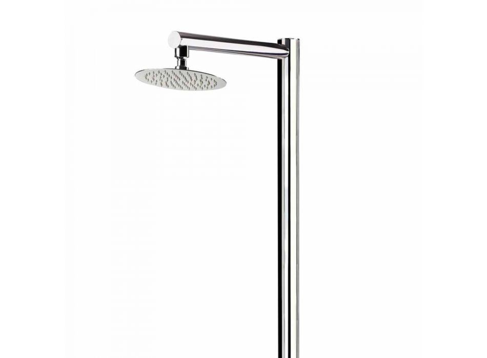 Outdoor shower in chromed stainless steel with foot washer Made in Italy - Modeo Viadurini