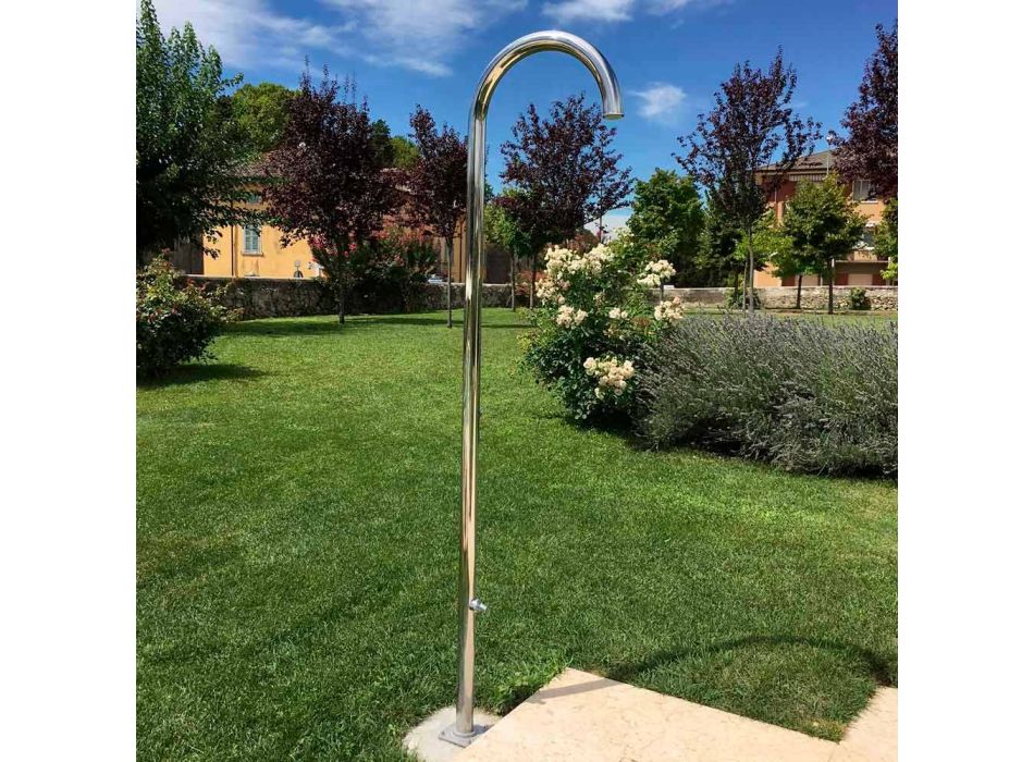 Chromed Stainless Steel Garden Shower with Foot Wash Made in Italy - Marlen