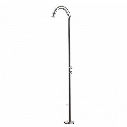 Chromed Stainless Steel Garden Shower with Foot Wash Made in Italy - Marlen Viadurini