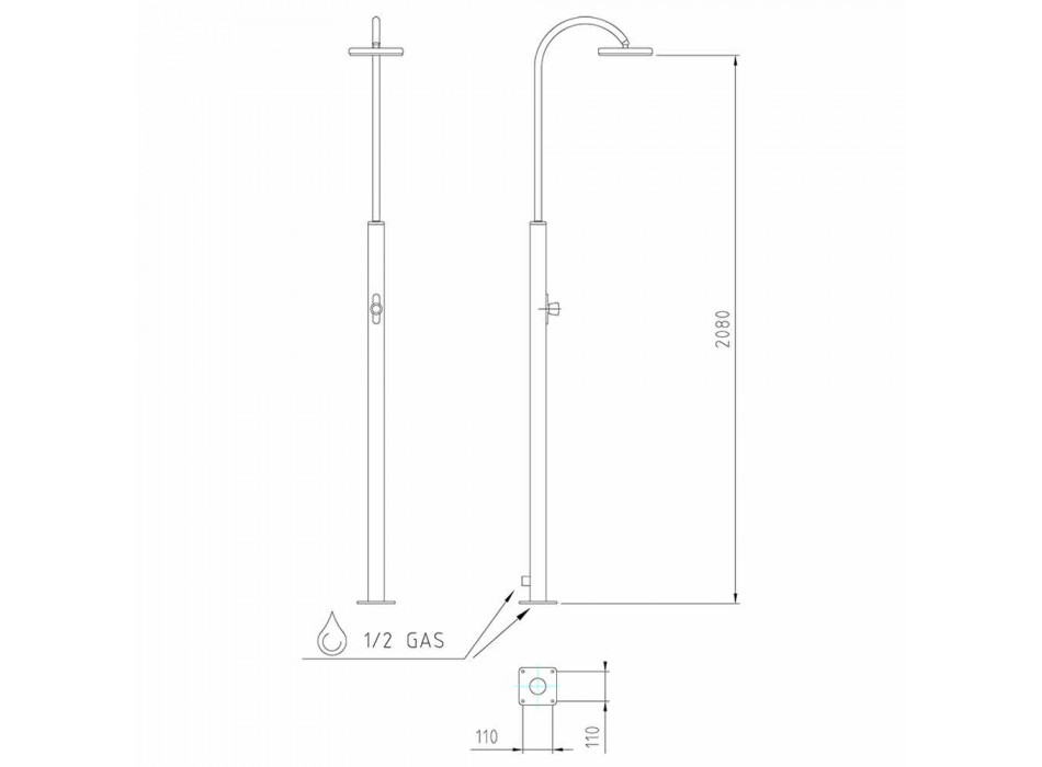 Steel Garden Shower with Timed Faucet Made in Italy - Norton Viadurini