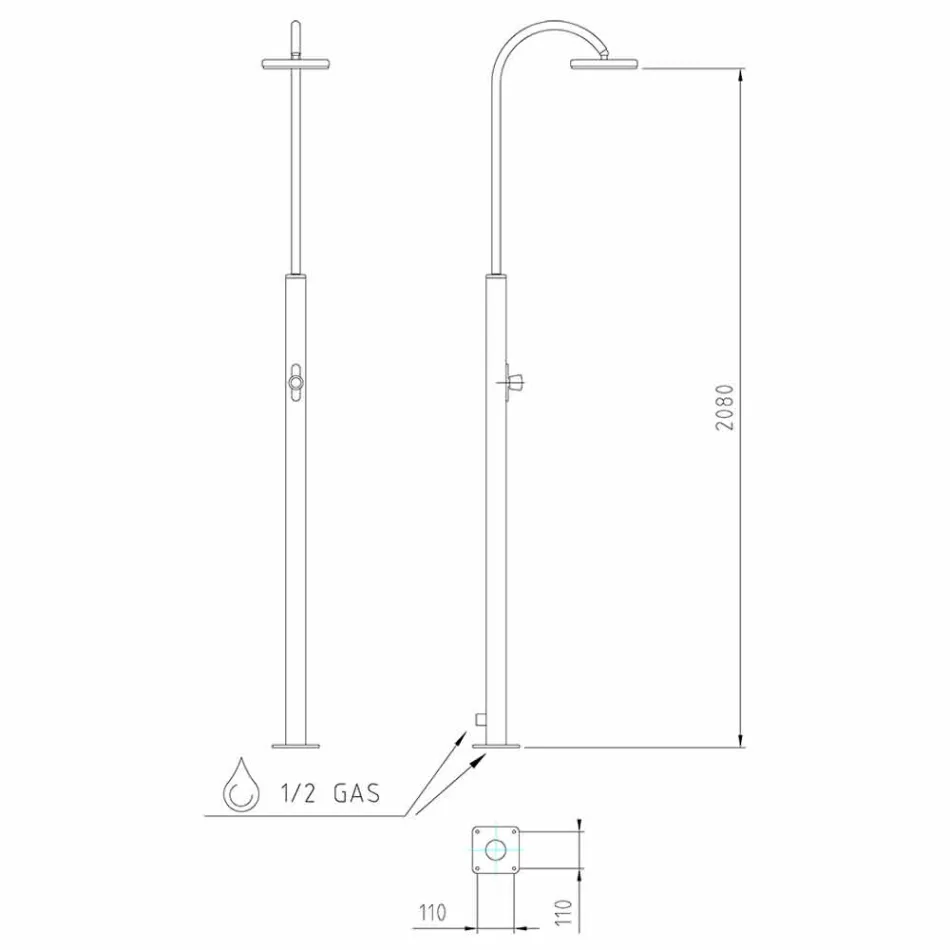 Steel Garden Shower with Timed Faucet Made in Italy - Norton Viadurini