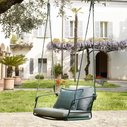 Garden swing with seat and backrest in nautical rope Made in Italy - Lisafilo Viadurini