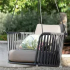 Steel Garden Swing with Ropes and Cushions Included Made in Italy - Bronn Viadurini