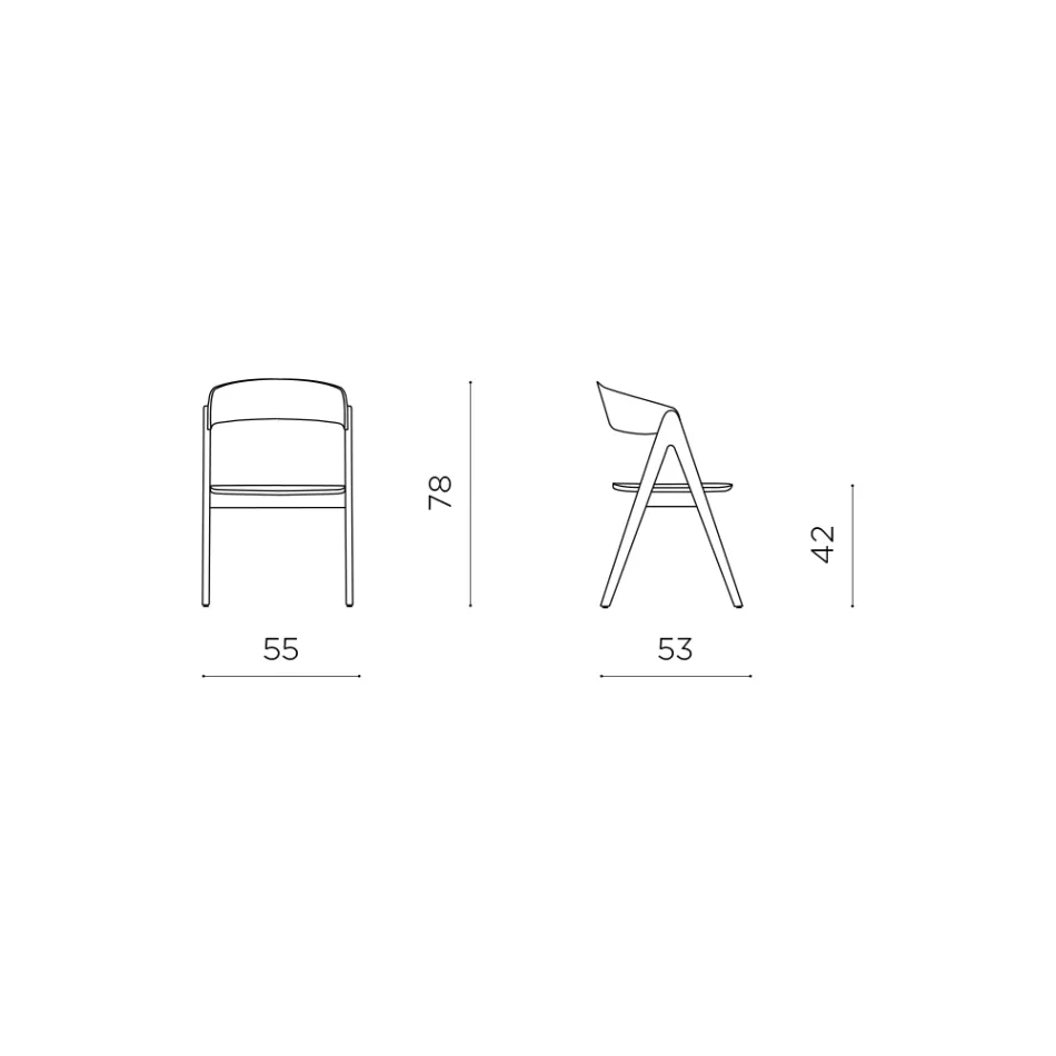 Two Chairs with a Wood-Effect Finish and a Curved Backrest in Two Colors - Vesta Viadurini