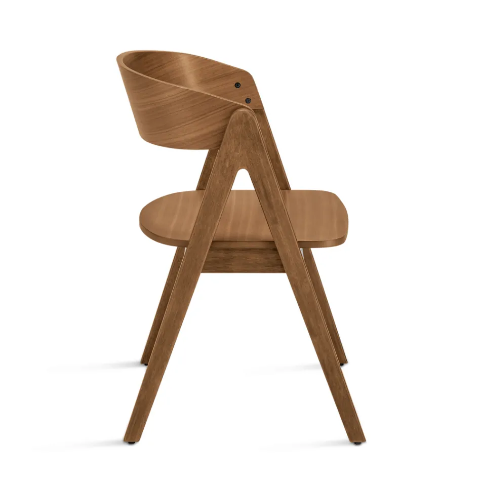 Two Chairs with a Wood-Effect Finish and a Curved Backrest in Two Colors - Vesta Viadurini