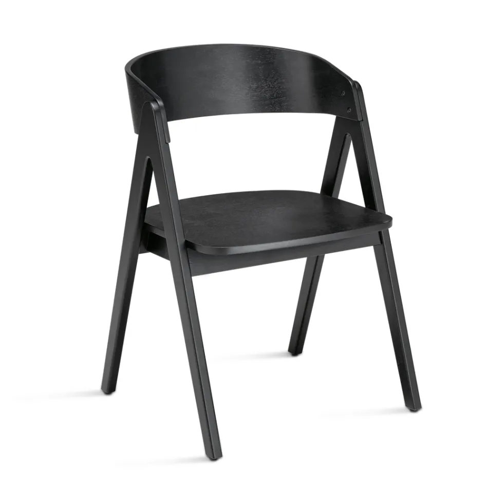 Two Chairs with a Wood-Effect Finish and a Curved Backrest in Two Colors - Vesta Viadurini