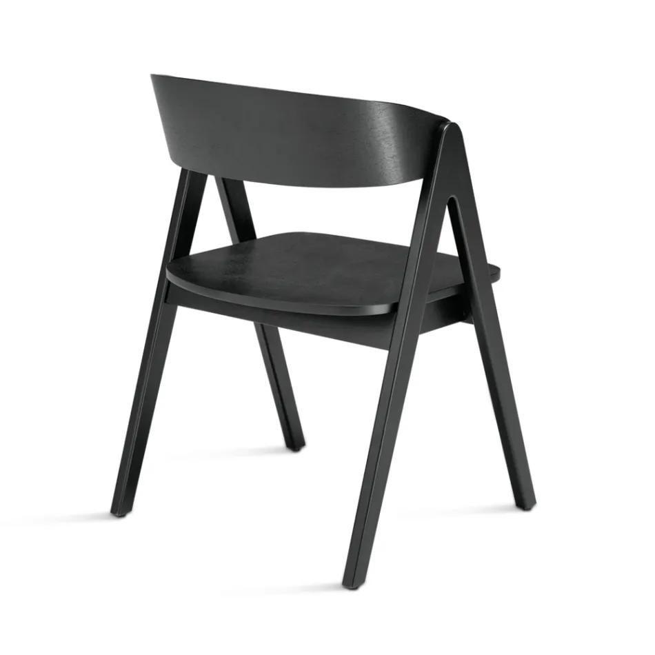 Two Chairs with a Wood-Effect Finish and a Curved Backrest in Two Colors - Vesta Viadurini