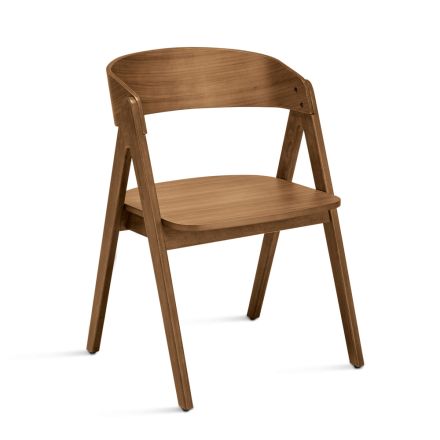 Two Chairs with a Wood-Effect Finish and a Curved Backrest in Two Colors - Vesta Viadurini