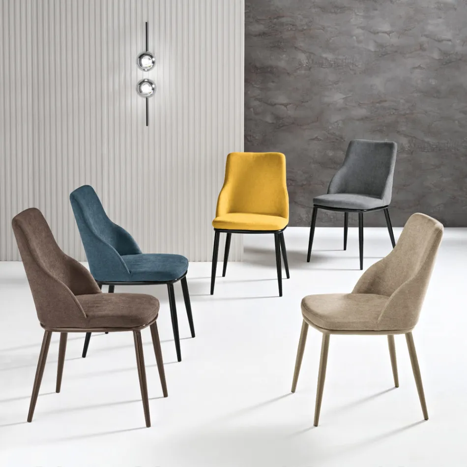 Two Upholstered Chairs with a Metal Frame and a Balanced Design - Silk Viadurini