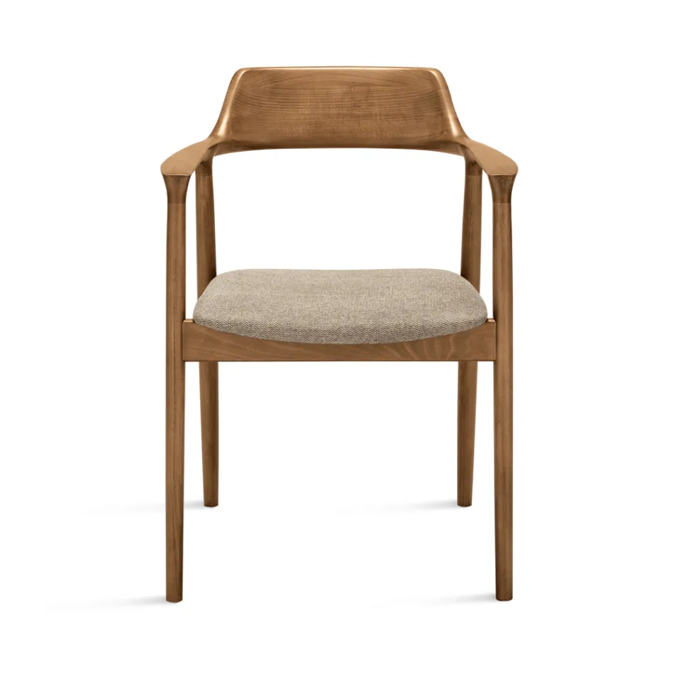 Two Beech Wood Chairs with Upholstered Seat in Two-Color Fabric - Dorian Viadurini