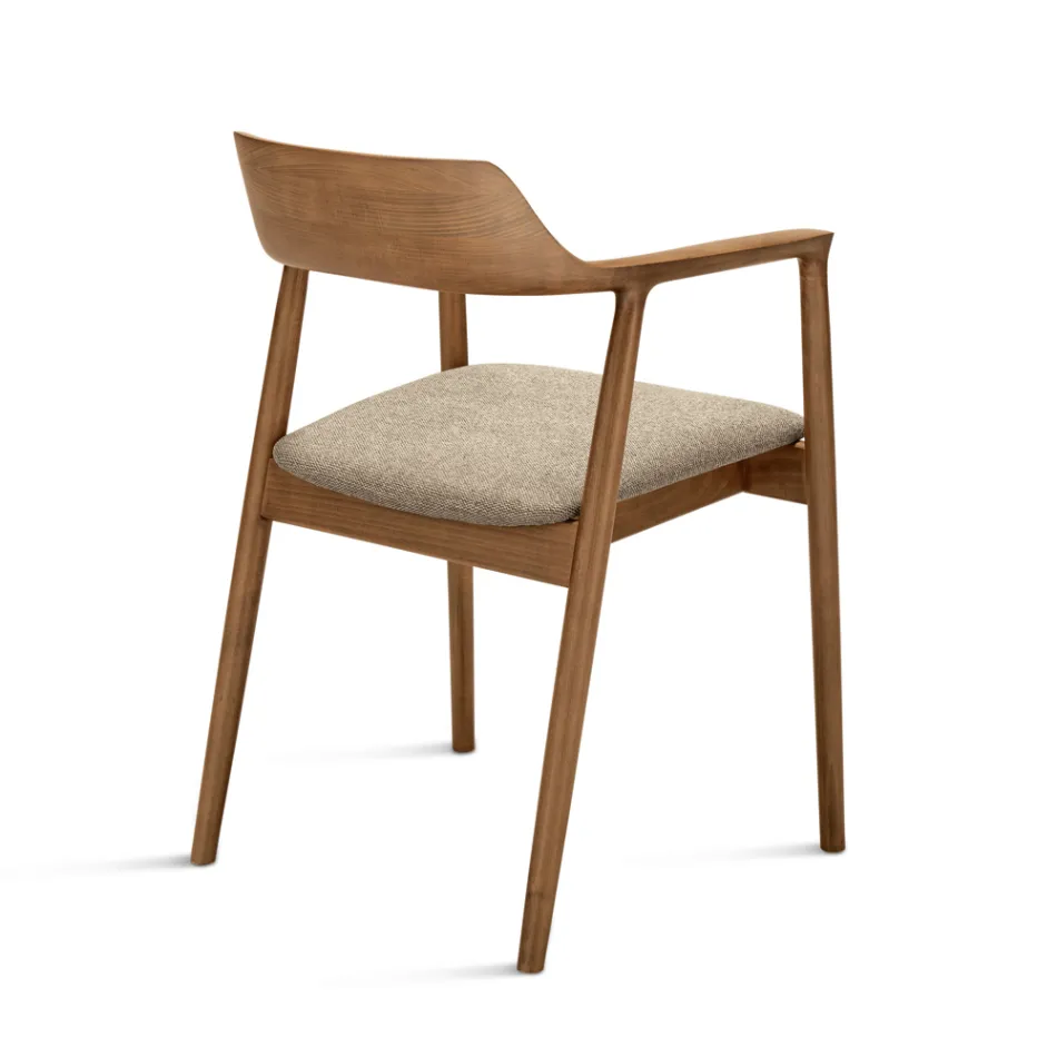 Two Beech Wood Chairs with Upholstered Seat in Two-Color Fabric - Dorian Viadurini