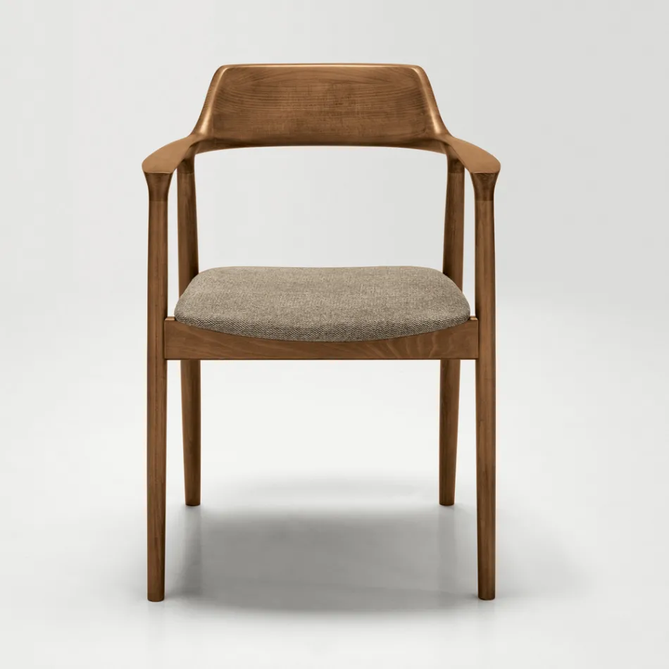 Two Beech Wood Chairs with Upholstered Seat in Two-Color Fabric - Dorian Viadurini