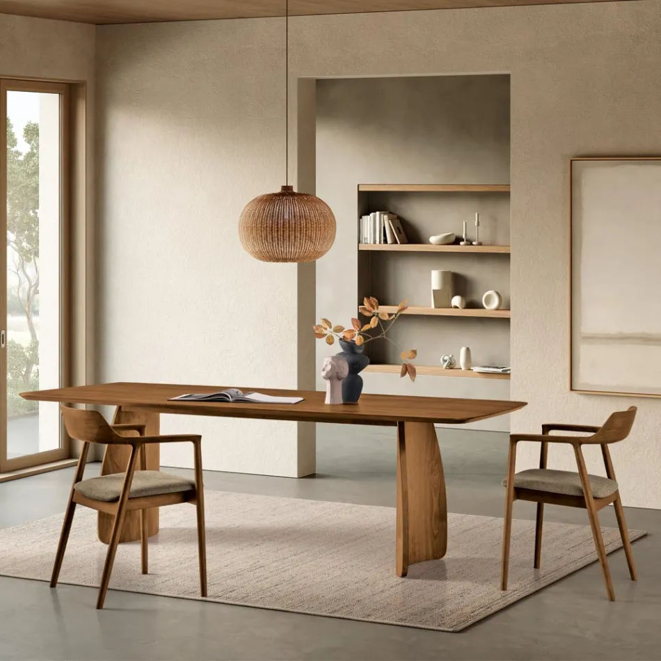 Two Beech Wood Chairs with Upholstered Seat in Two-Color Fabric - Dorian Viadurini