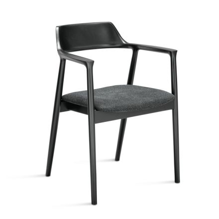 Two Beech Wood Chairs with Upholstered Seat in Two-Color Fabric - Dorian Viadurini