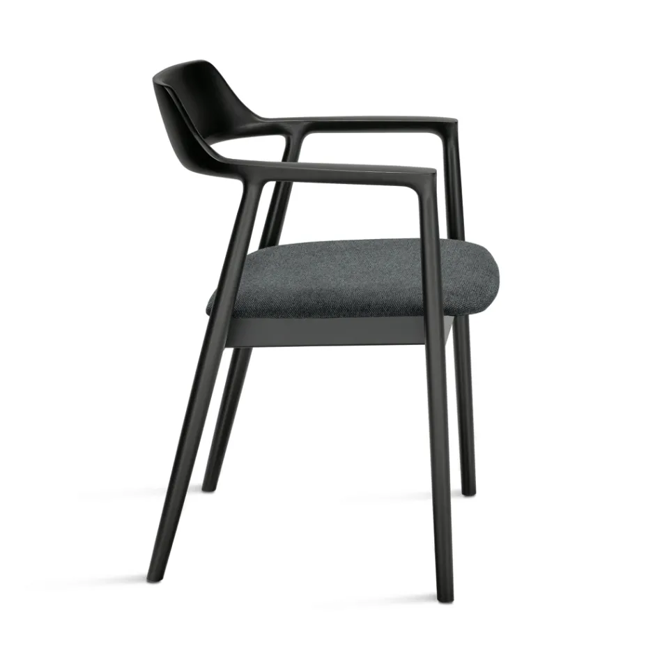Two Beech Wood Chairs with Upholstered Seat in Two-Color Fabric - Dorian Viadurini