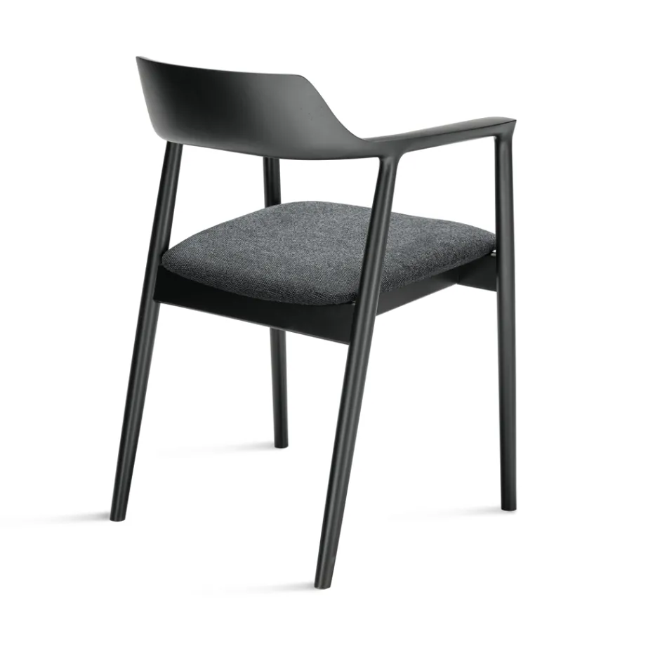 Two Beech Wood Chairs with Upholstered Seat in Two-Color Fabric - Dorian Viadurini