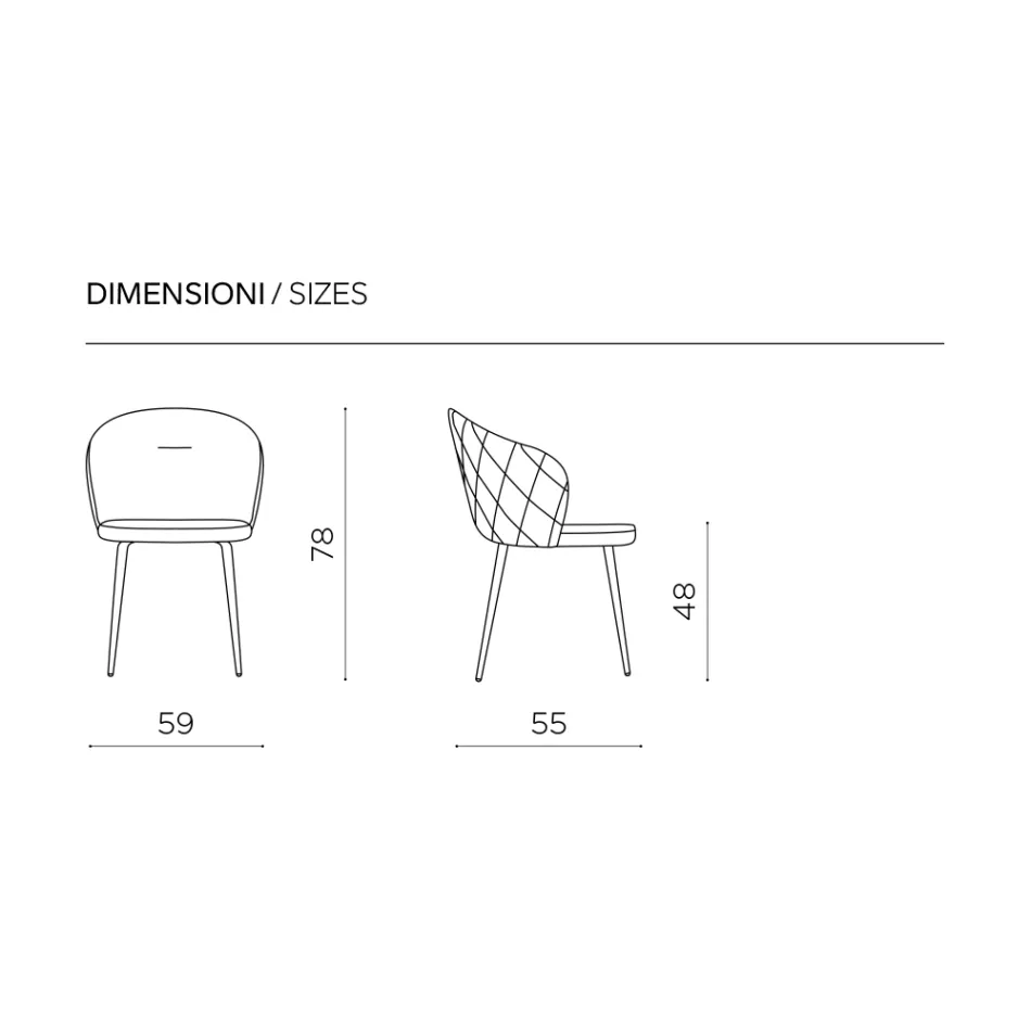 Two Chairs in Painted Metal and Upholstered Fabric in Various Colors - Atria Viadurini