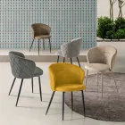 Two Chairs in Painted Metal and Upholstered Fabric in Various Colors - Atria Viadurini