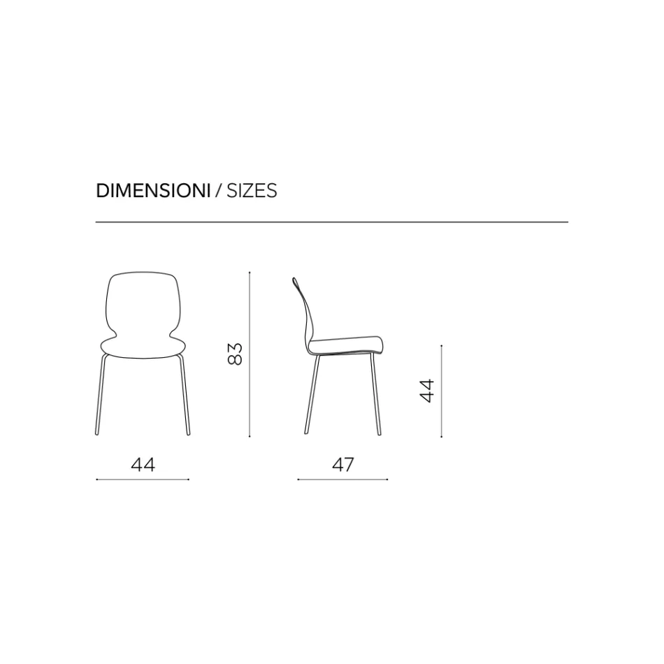 Two Chairs in Polypropylene and Painted Metal in Multiple Colors - Dorica Viadurini