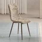 Two Modern Chairs in Upholstered Fabric and Two-Color Painted Metal - Miral Viadurini