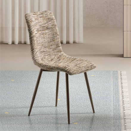 Two Modern Chairs in Upholstered Fabric and Two-Color Painted Metal - Miral Viadurini