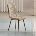 Two Modern Chairs in Upholstered Fabric and Two-Color Painted Metal - Miral