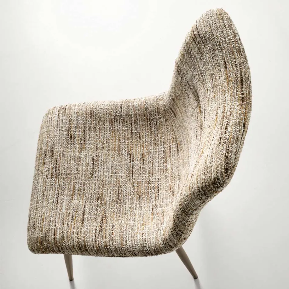 Two Modern Chairs in Upholstered Fabric and Two-Color Painted Metal - Miral Viadurini