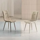 Two Modern Chairs in Upholstered Fabric and Two-Color Painted Metal - Miral Viadurini