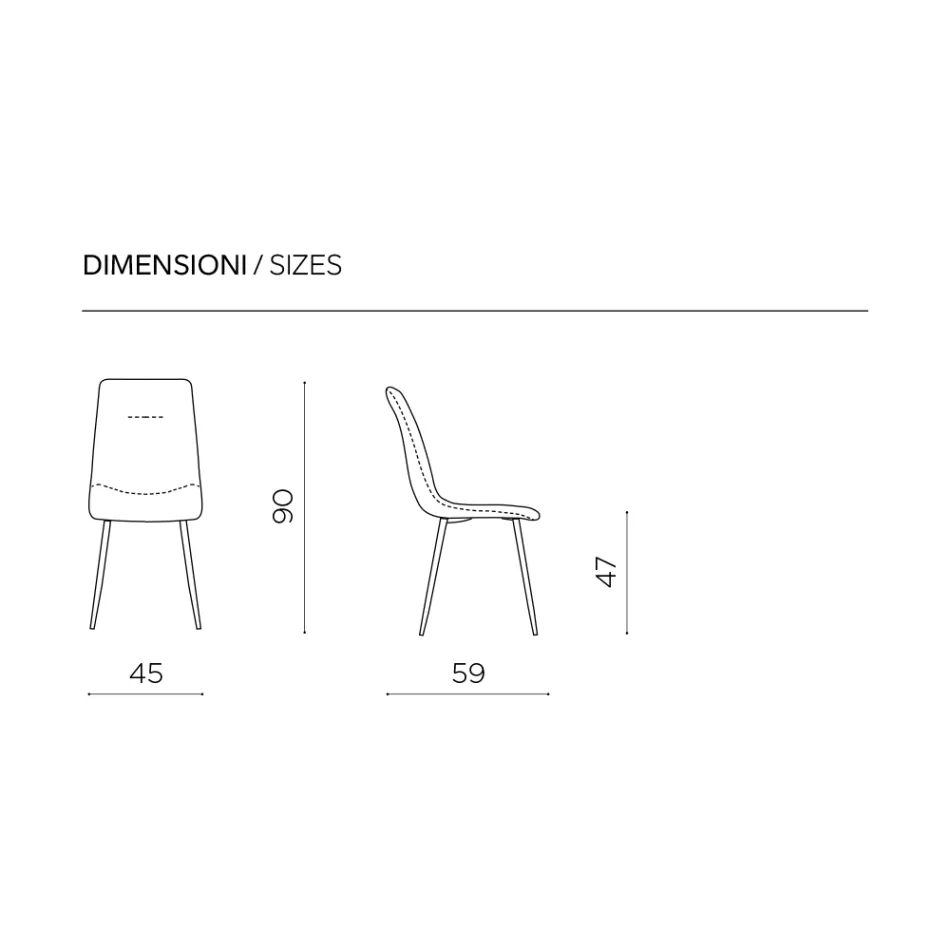 Two Modern Chairs in Upholstered Fabric and Two-Color Painted Metal - Miral Viadurini