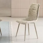 Two Modern Chairs in Upholstered Fabric and Two-Color Painted Metal - Miral Viadurini