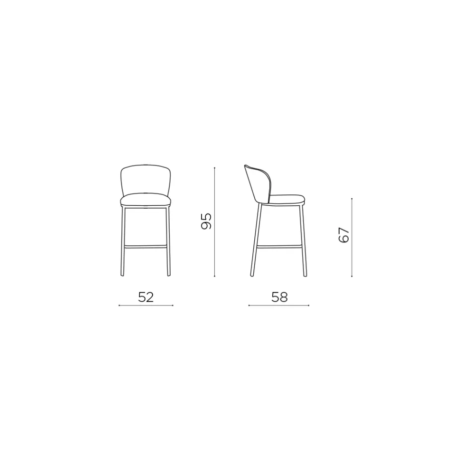 Two Fabric Upholstered Stools with Painted Metal Frame - Miraggio Viadurini