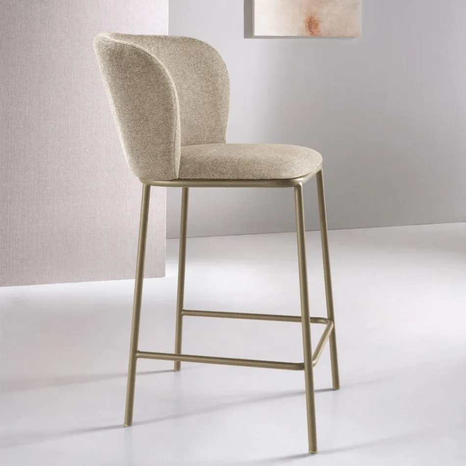 Two Fabric Upholstered Stools with Painted Metal Frame - Miraggio Viadurini