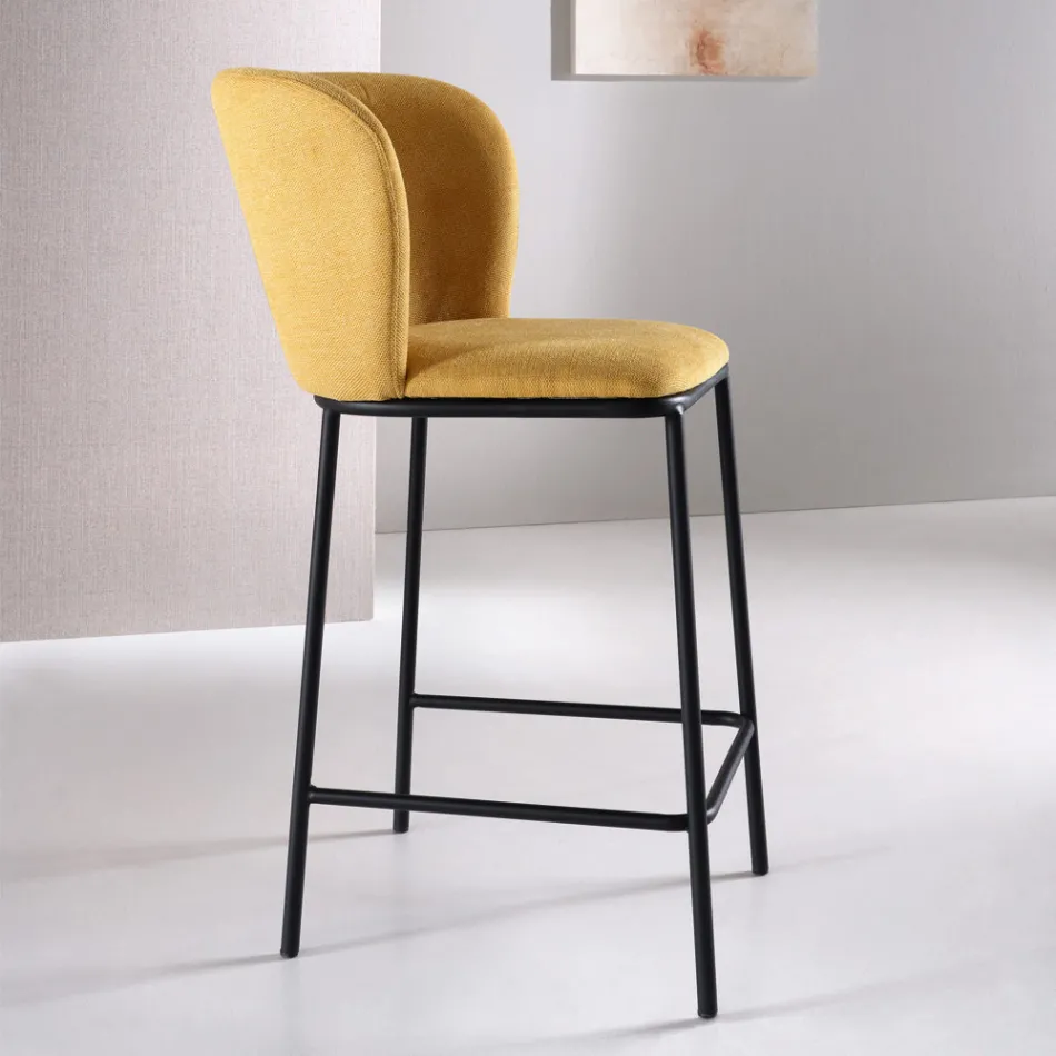 Two Fabric Upholstered Stools with Painted Metal Frame - Miraggio Viadurini