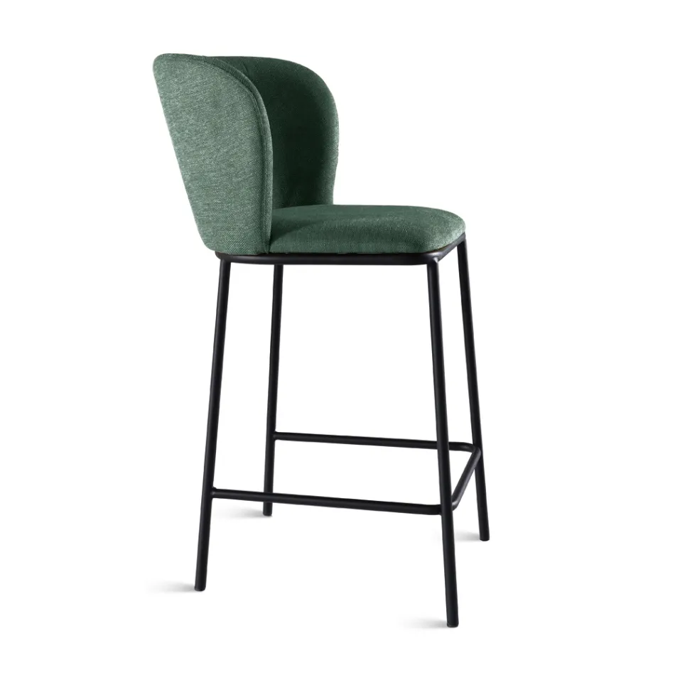 Two Fabric Upholstered Stools with Painted Metal Frame - Miraggio Viadurini