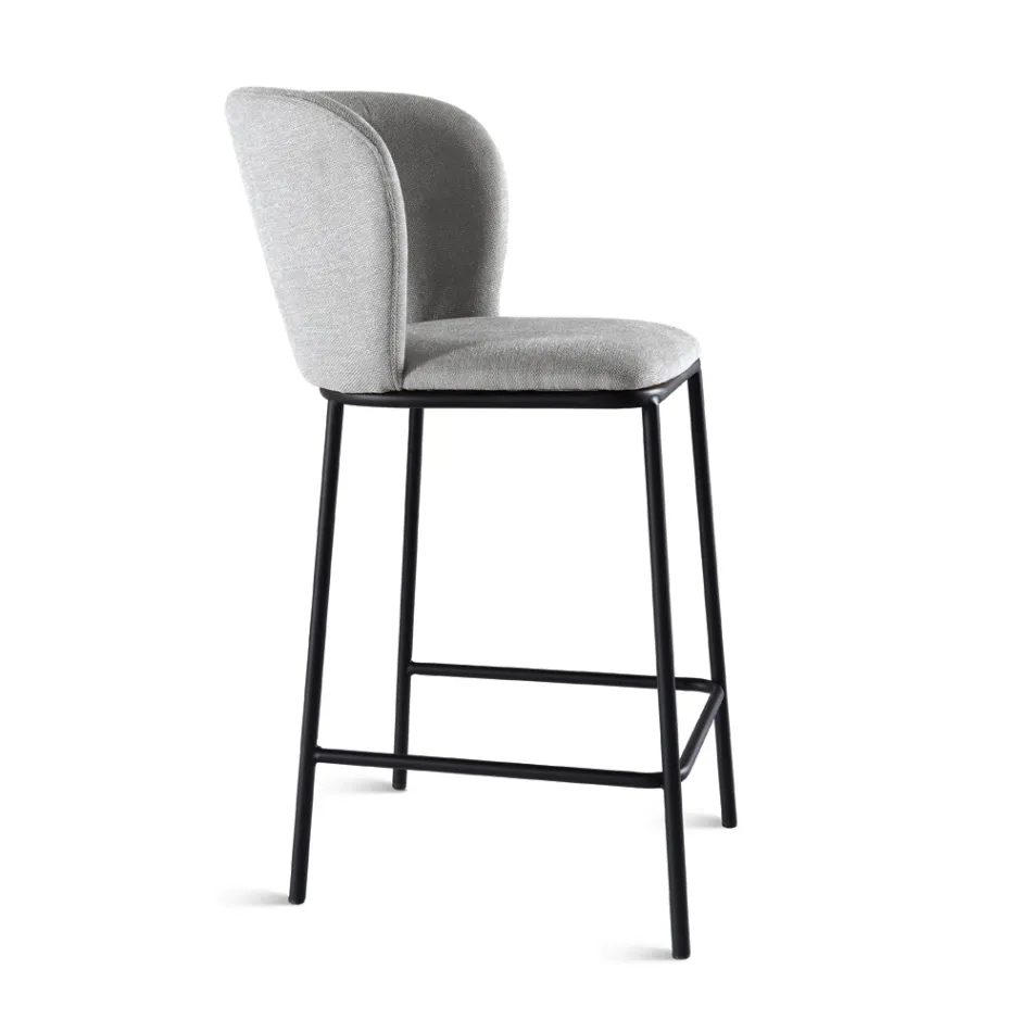 Two Fabric Upholstered Stools with Painted Metal Frame - Miraggio Viadurini