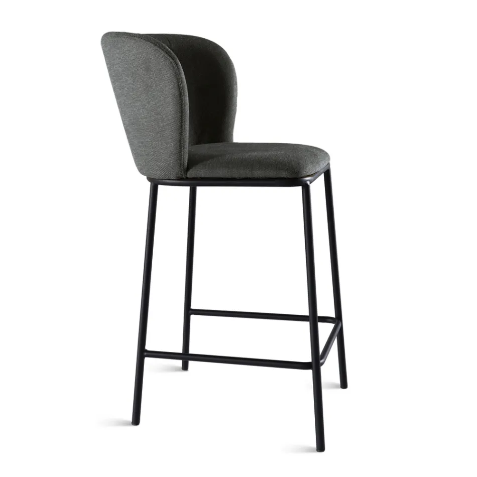 Two Fabric Upholstered Stools with Painted Metal Frame - Miraggio Viadurini