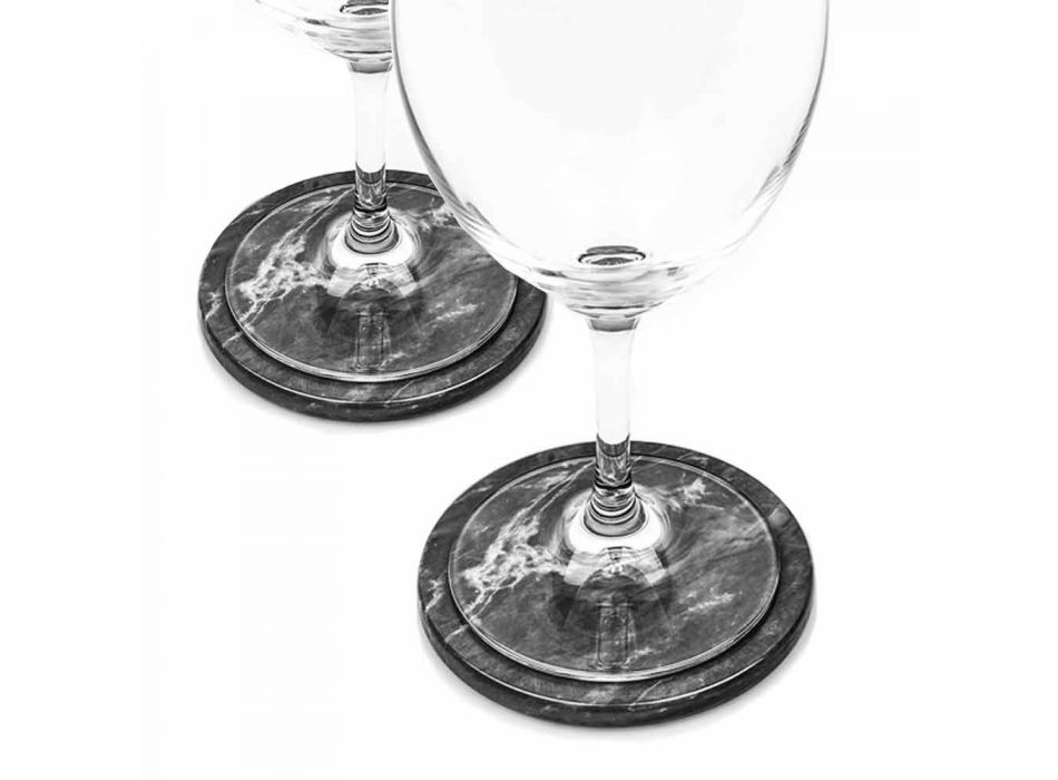 Two Coasters in White and Gray Marble with Cork Made in Italy - Jessa Viadurini