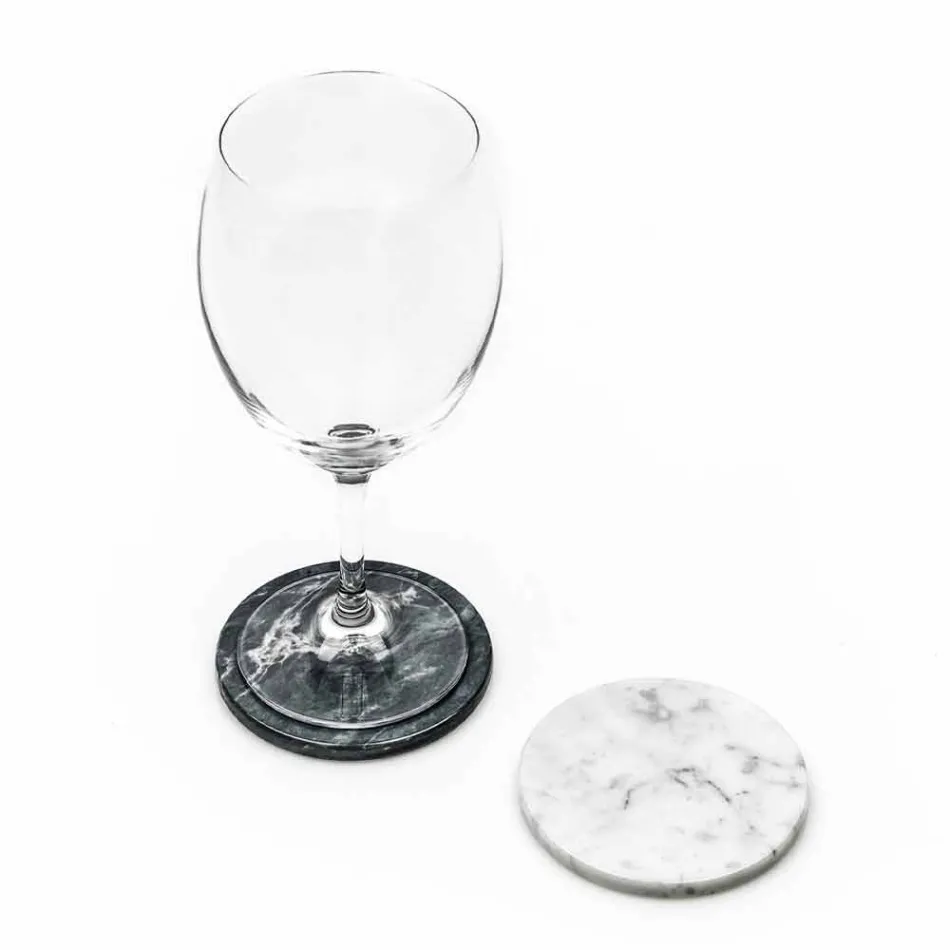 Two Coasters in White and Gray Marble with Cork Made in Italy - Jessa Viadurini