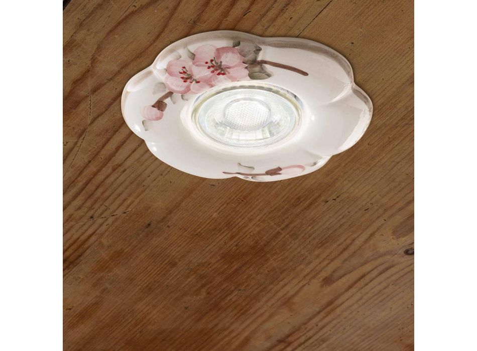 Recessed Ceramic Flower Spotlight with Vintage Hand Decor - Pescara Viadurini