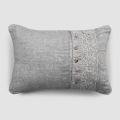 Bed Cushions Pillowcase in Gray Linen with Italian Luxury Synergy Lace - Stego