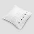 White Square Pillowcase with Lace and Buttons, Italian Luxury - Logos