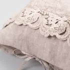 Linen Pillowcase with Armonia Lace and Powder Laces or Back - Masone Viadurini