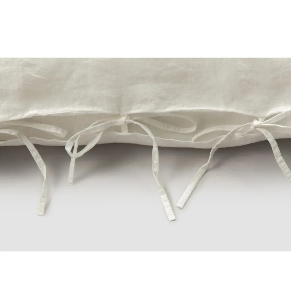Chalk or Retro Light Linen Pillowcase with Square Design Ties - Prisco Viadurini